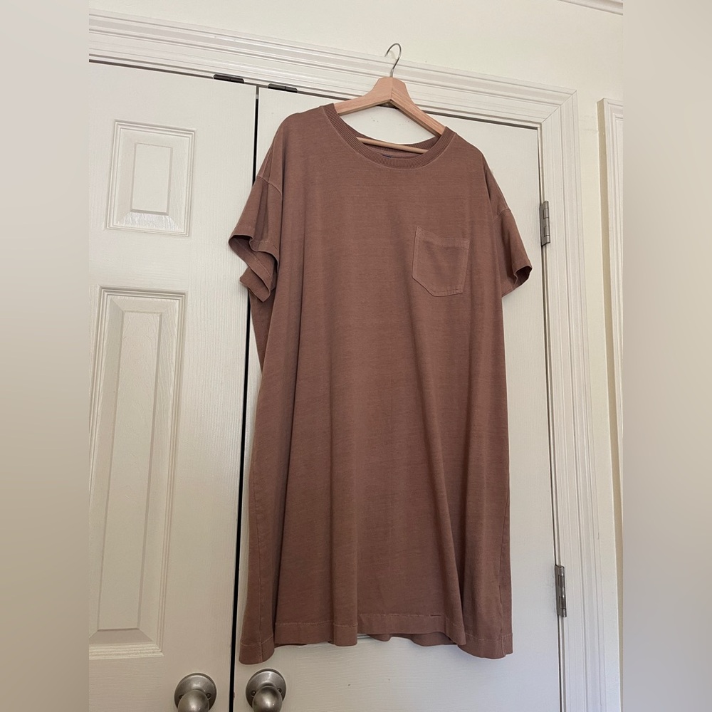 Old Navy light dusty brown garment dyed cotton mini tshirt dress XXL